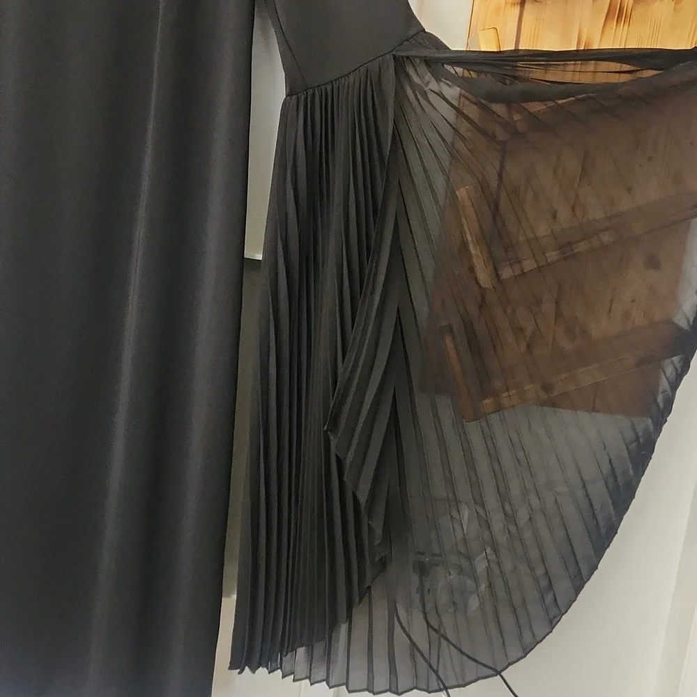 Eloquii Black Pleated Sleeve Scoop Neck Stretch Midi Dress Women's 20 - Picture 8 of 16